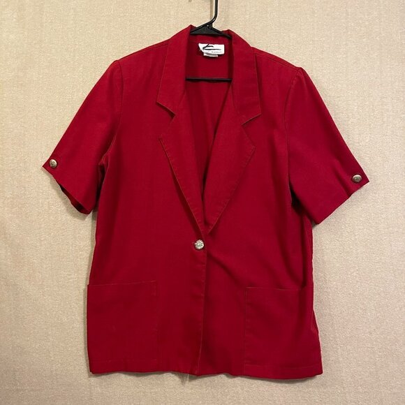 Kaitlin Connor Jacket/Blazer Women's 18 Dark Red Pockets Short Sleeves - Picture 1 of 12
